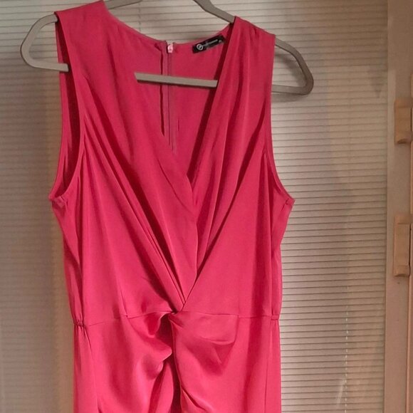 PRETTYGARDEN Hot Pink Women Elegant Satin Dress Twist Front Maxi Dres XL - Picture 4 of 6